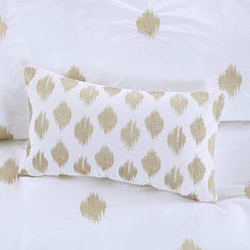 INK+IVY Stella Dot Embroidered Cotton Throw Pillow, Mid-Centuy Fashion Oblong Decorative Pillow, 12" W X 20" L, Copper