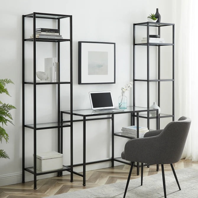 Crosley Furniture Aimee 3PC Desk and Etagere Set in Oil Rubbed Bronze Color