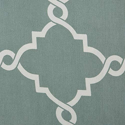 Madison Park Saratoga Light Filtering Fretwork Print Grommet Top Window Valance Swags for Living Room Bedroom and Kitchen, 50x18", Seafoam Blue