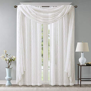 Madison Park Irina Window Scarf, White, 50 x 216 in