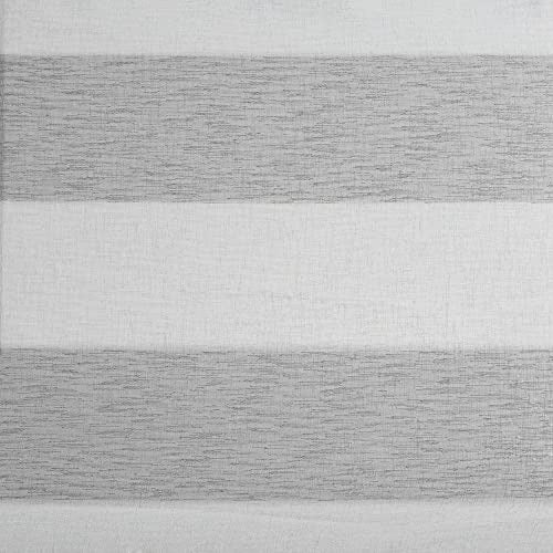 White Grey Grommet Curtain for Living Room , Mason Striped Single Window Curtain for Bedroom Family Room, Polyester Semi-Opaque Living Room Curtain , 50X84