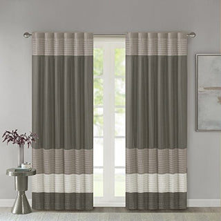 Madison Park Amherst Faux Silk Privacy Curtain Panel, Natural, 50 x 84 in