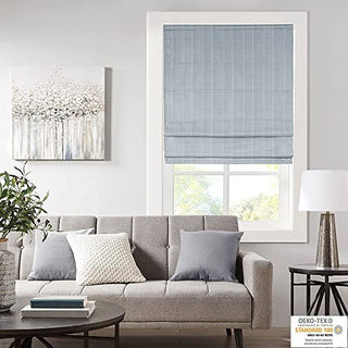 Madison Park Galen Basketweave Cordless Roman Shade, Blue,  x  in