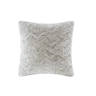 Madison Park Zuri Faux Fur Ombre Stripe Throw Pillow, Snow Leopard, 20x20