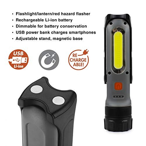 Wagan EL4306 Brite-Nite Wayfinder LED Light LED Flashlight LED Lantern with Li-on Rechargeable Battery, red