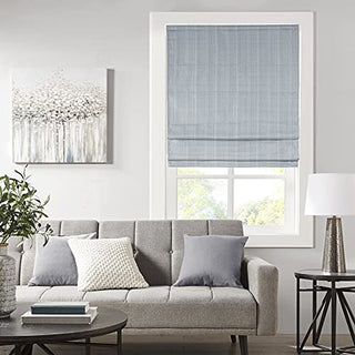 Madison Park Galen Basketweave Cordless Roman Shade, Blue,  x  in