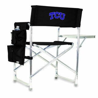 NCAA TCU Horned Frogs Sports Chair with Side Table - Beach Chair - Camp Chair for Adults