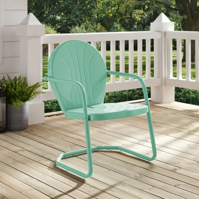 Crosley Furniture Griffith Retro Metal Outdoor Chair, Aqua