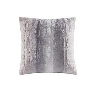Madison Park Zuri Faux Fur Ombre Stripe Throw Pillow, Blush/Grey, 20x20