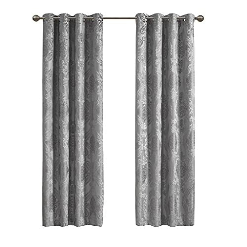 SUNSMART Total Blackout Grommet Top Curtain Panel with Grey Finish