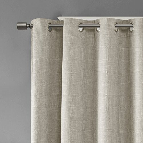 SUN SMART Maya Blackout Curtain Patio Single Window, Textured Heatherd Print, Grommet Top Living Room Decor Thermal Insulated Light Blocking Drape for Bedroom and Apartments, 50 x 95 in, Taupe