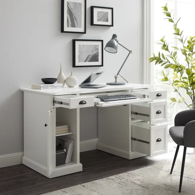 Crosley Furniture Shoreline Computer Desk in White Color