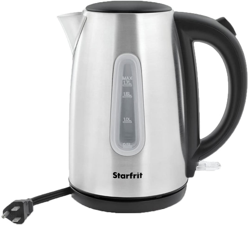 Starfrit 024010-006-0000 1.8-Quart Stainless Steel Electric Kettle, Silver/Black, One Size