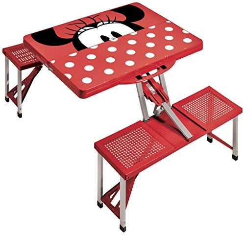 Disney Classics Minnie Mouse Portable Folding Picnic Table with Seating for 4, Red