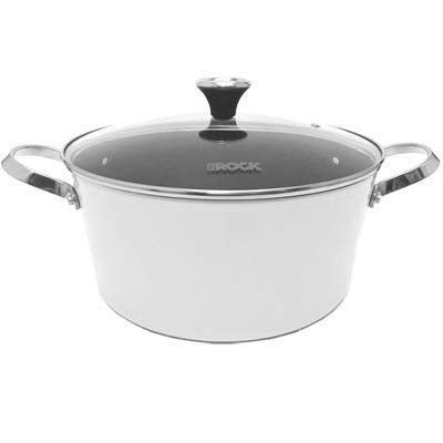 THE ROCK by Starfrit One-Pot 7.2-Quart Stock Pot with Lid and Stainless Steel Riveted Handles, White