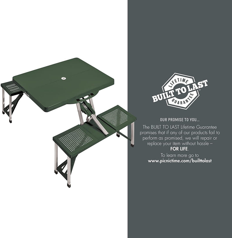 ONIVA - a Picnic Time Brand Portable Folding Picnic Table with Seating for 4, Green, 36 x 6 x 18
