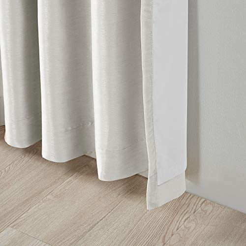 Madison Park Emilia Faux Silk Single Curtain with Privacy Lining DIY Twist Tab Top, Window Drape for Living Room, Bedroom and Dorm, 50 x 95 in, White Blackout