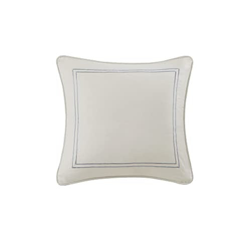 Harbor House Modern Design Decorative Pillow - Hypoallergenic Sofa Cushion Lumbar, Back Support, Chelse, Satin Blue Ivory Square 16" x 16"