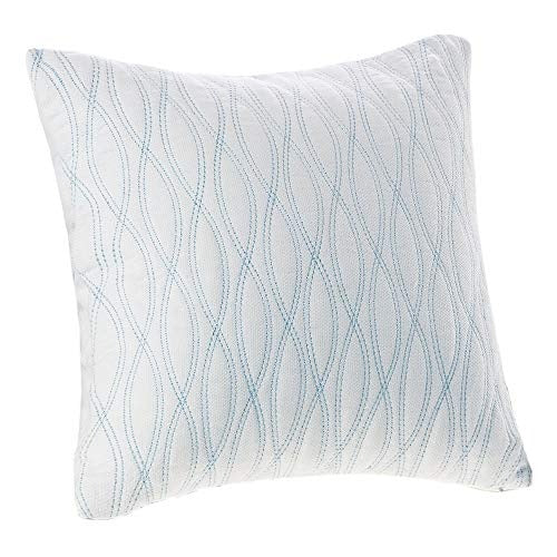 Harbor House Modern Design Decorative Pillow Hypoallergenic Sofa Cushion Lumbar, Back Support, Square 18" x 18", Coastline, Cotton Blue
