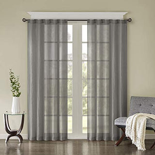 Madison Park Harper Sheer Curtain Panel, Grey