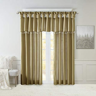 Madison Park Emilia Faux Silk Privacy Curtain Panel, Twist Tab, Bronze, 50 x 95 in
