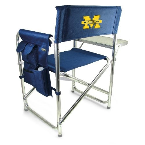 NCAA Michigan Wolverines Sports Chair with Side Table - Beach Chair - Camp Chair for Adults
