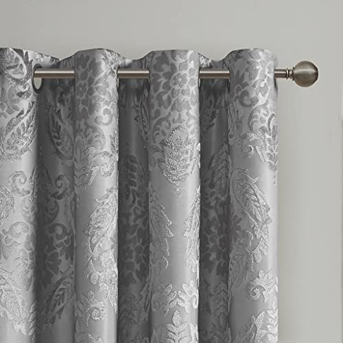 SUNSMART Total Blackout Grommet Top Curtain Panel with Grey Finish