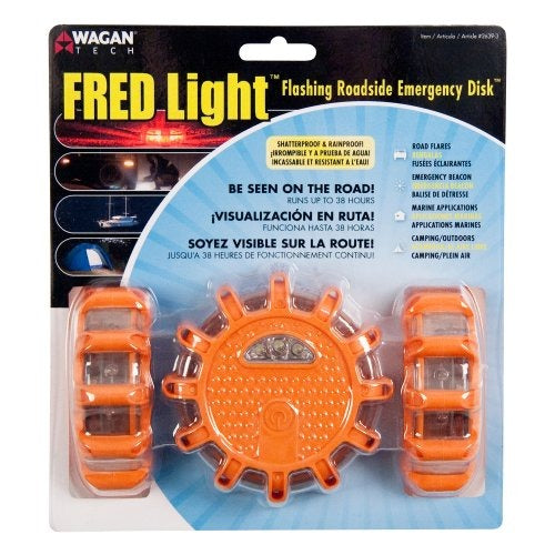 Wagan FRED PRO Flashing Roadside Emergency Disc LED Flare (Pack of 3)