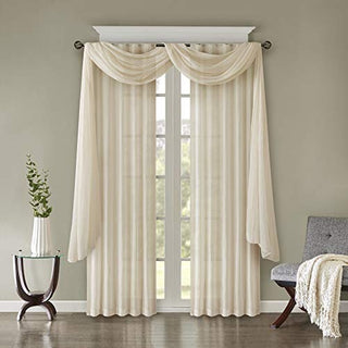 Madison Park Harper Sheer Curtain Panel, Cream
