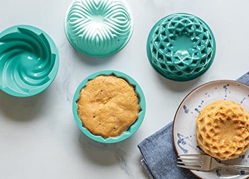 Nordic Ware 69800M Micro Mini Bundt Set, Four 1-Cup Servings, Blue