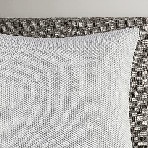 INK+IVY Bree Knit Pillow Cover Soft Texture, Decorative Euro Case, Cottage Lifestyle Design for Sofa, Bed, Living Room Accent Hidden Zipper Closure (Cushion NOT Included), Grey 26x26