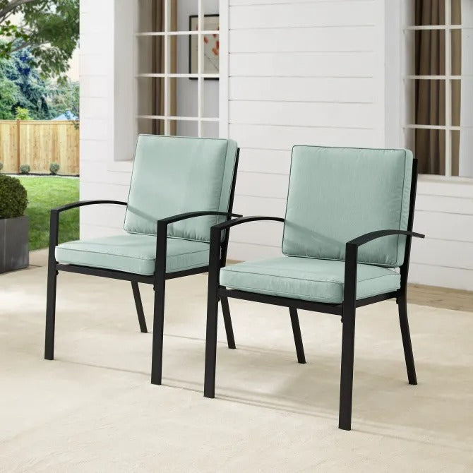 Crosley Furniture Kaplan 2-Piece Outdoor Dining Chair Set in Mist and Oil Rubbed Bronze Color