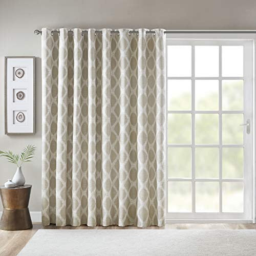SUNSMART Blakesly Blackout Curtains Patio Window, Ikat Print, Grommet Top Living Room Decor, Thermal Insulated Light Blocking Drape for Bedroom and Apartments, 100" x 84", Taupe