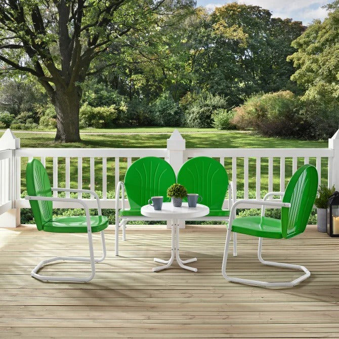 Crosley Furniture Griffith 4PC Outdoor Conversation Set in Kelly Green Gloss Color