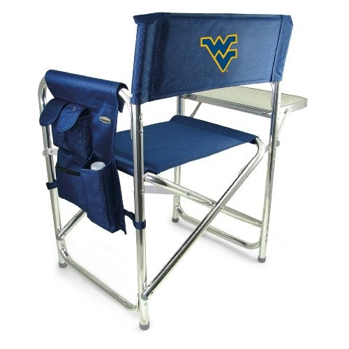 NCAA West Virginia Mountaineers Sports Chair with Side Table - Beach Chair - Camp Chair for Adults