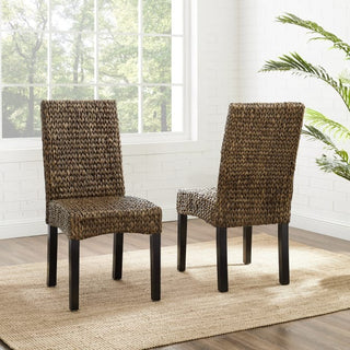 Edgewater 2Pc Dining Chair Set Seagrass/Darkbrown