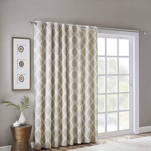 SUNSMART Blakesly Blackout Curtains Patio Window, Ikat Print, Grommet Top Living Room Decor, Thermal Insulated Light Blocking Drape for Bedroom and Apartments, 100" x 84", Taupe