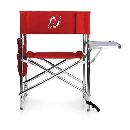 PICNIC TIME NHL New Jersey Devils Sports Chair with Side Table - Beach Chair - Camp Chair for Adults