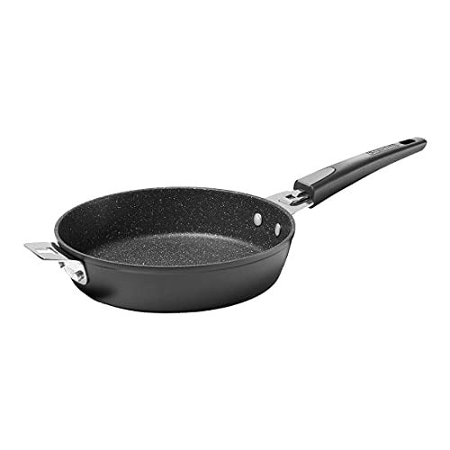 THE ROCK by Starfrit 9-Inch Fry/Cake Pan with T-Lock Detachable Handle, Normal, Black