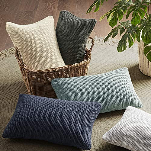INK+IVY Bree Knit Throw Pillow Cover, Casual Oblong Decorative Pillow Cover, 12X20, Charcoal