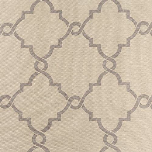 Madison Park Saratoga Light Filtering Fretwork Print Grommet Top Window Valance Swags for Living Room Bedroom and Kitchen, 50x18", Beige