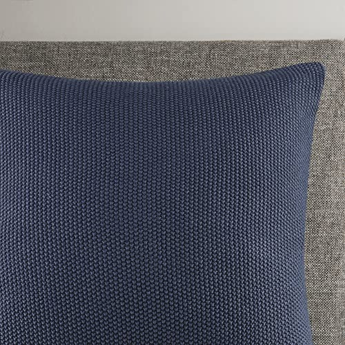 INK+IVY Bree Knit Pillow Cover Soft Texture, Decorative Euro Case, Cottage Lifestyle Design for Sofa, Bed, Living Room Accent Hidden Zipper Closure (Cushion NOT Included), 20x20, Indigo