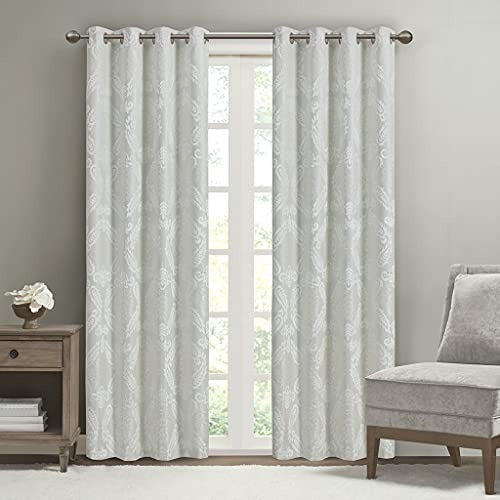 SUNSMART Polyester Blackout Grommet Top Curtain Panel in White Finish