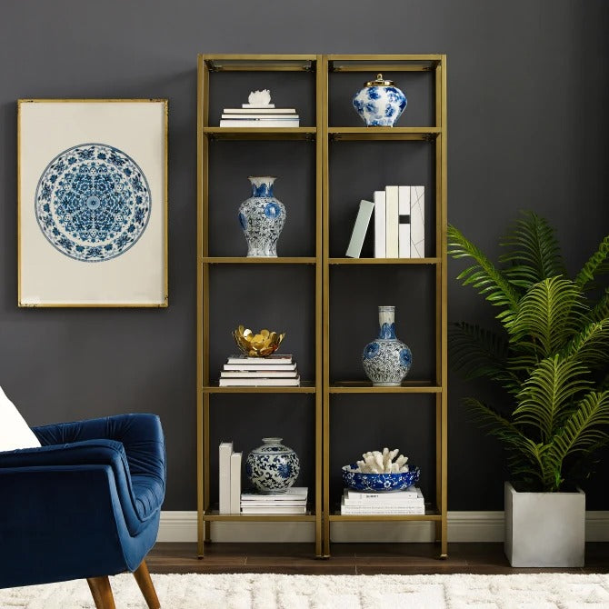 Crosley Furniture Aimee 2PC Etagere Set in Soft Gold Color