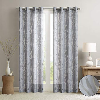 Madison Park Sheer Curtain Panel, Grommet Top, Bird Grey, 50 x 84 in