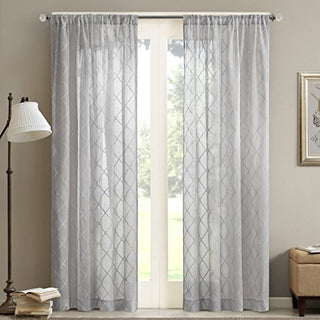 Madison Park Harper Sheer Curtain Panel, Grey, 50 x 84 in