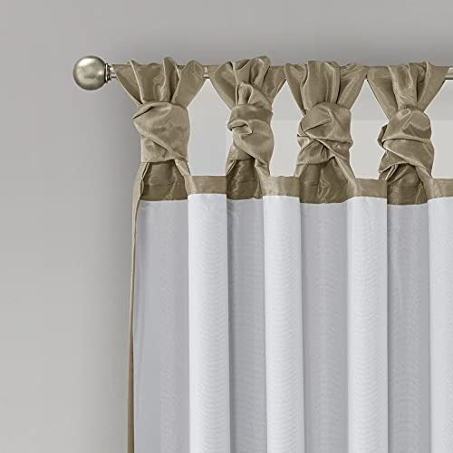 Madison Park Emilia Faux Silk Single Curtain with Privacy Lining DIY Twist Tab Top, Window Drape for Living Room, Bedroom and Dorm, 50 x 95 in, Bronze