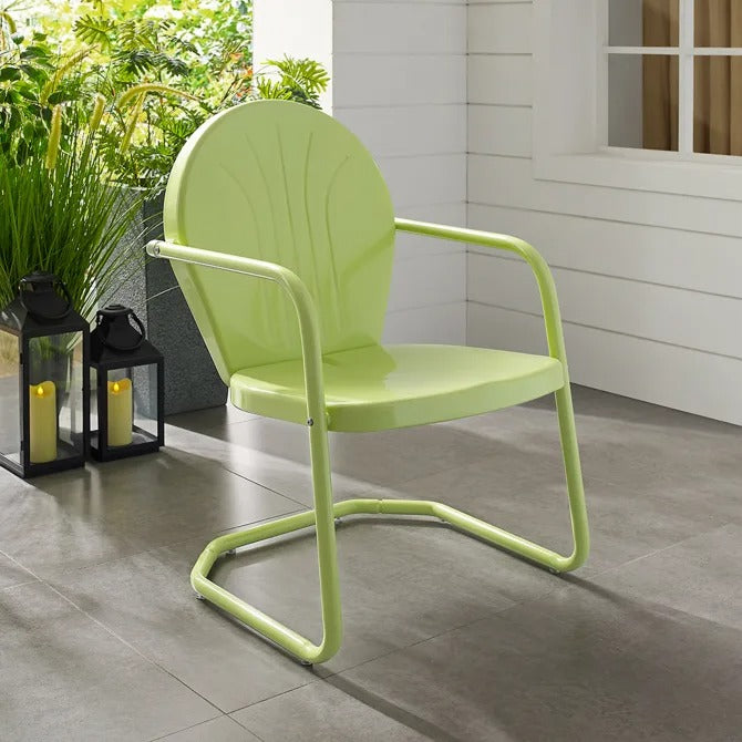 Crosley Furniture Griffith Retro Metal Outdoor Chair, Key Lime