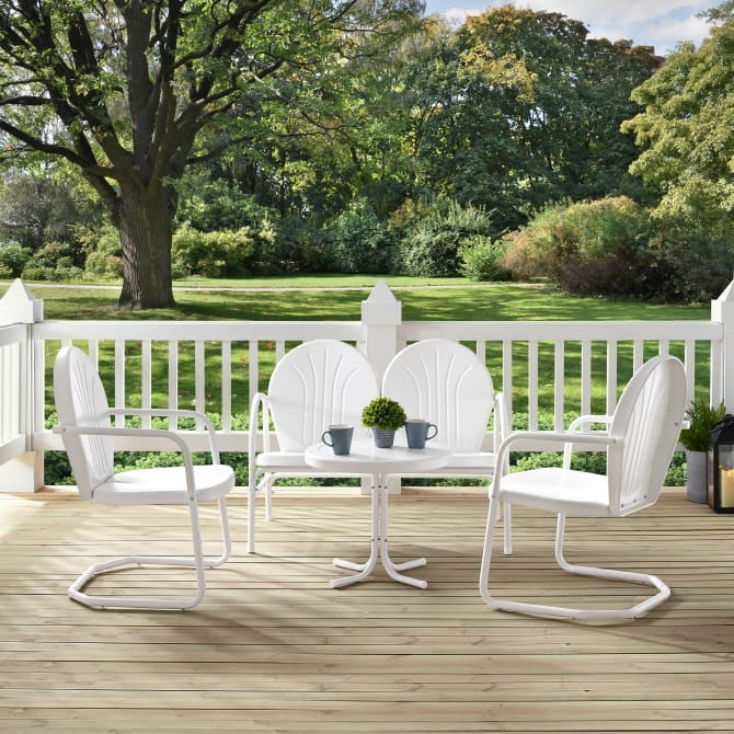 Crosley Furniture Griffith 4PC Outdoor Conversation Set in White Gloss Color