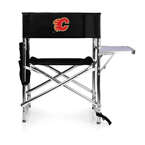 PICNIC TIME NHL Calgary Flames Sports Chair with Side Table - Beach Chair - Camp Chair for Adults